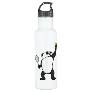 Panda bei Tennis mit Tennisschläger Edelstahlflasche