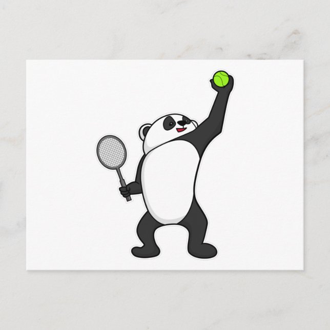 Panda bei Tennis mit Tennisschläger Postkarte (Vorderseite)