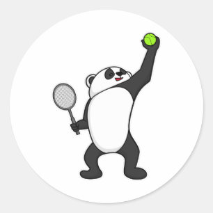 Panda bei Tennis mit Tennisschläger Runder Aufkleber