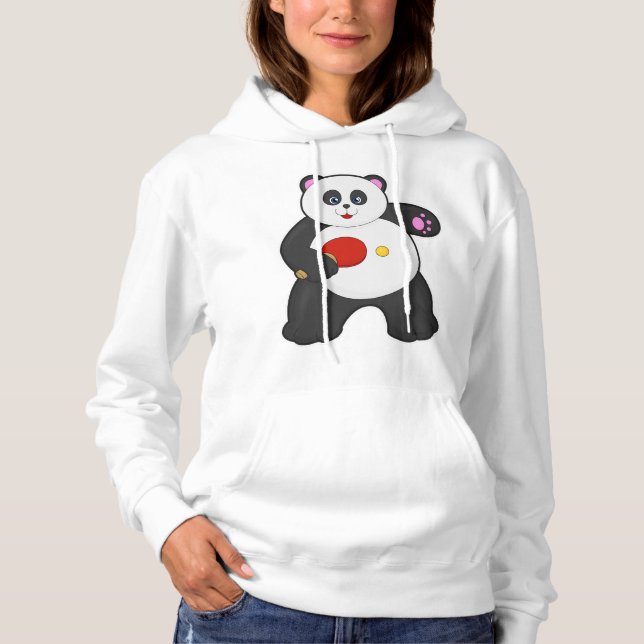 Panda bei Tischtennis mit Tischtennisschläger Hoodie (Vorderseite)
