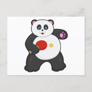 Panda bei Tischtennis mit Tischtennisschläger Postkarte