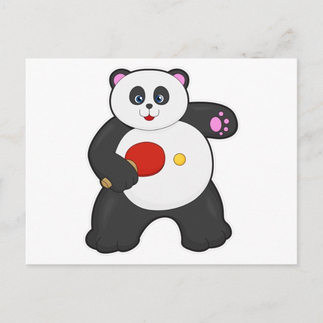 Panda bei Tischtennis mit Tischtennisschläger Postkarte (Vorderseite)