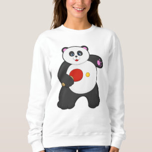 Panda bei Tischtennis mit Tischtennisschläger Sweatshirt