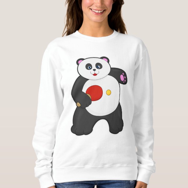 Panda bei Tischtennis mit Tischtennisschläger Sweatshirt (Vorderseite)