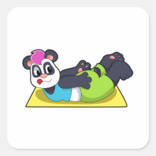 Panda bei Yoga auf Yoga-Matte Quadratischer Aufkleber