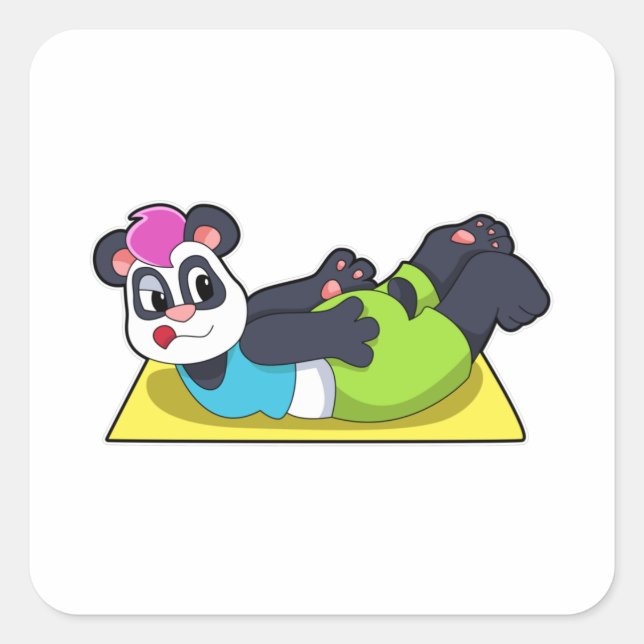 Panda bei Yoga auf Yoga-Matte Quadratischer Aufkleber (Vorderseite)