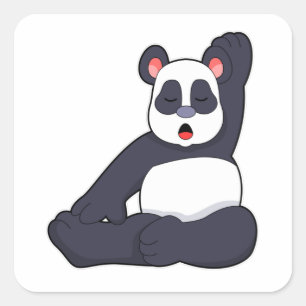 Panda bei Yoga-Dehnübungen Quadratischer Aufkleber