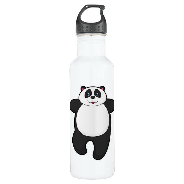 Panda bei Yoga-Stretching-Übung Edelstahlflasche (Vorderseite)
