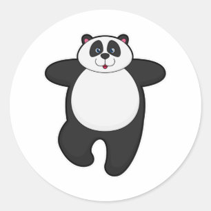 Panda bei Yoga-Stretching-Übung Runder Aufkleber