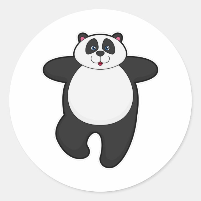 Panda bei Yoga-Stretching-Übung Runder Aufkleber (Vorderseite)