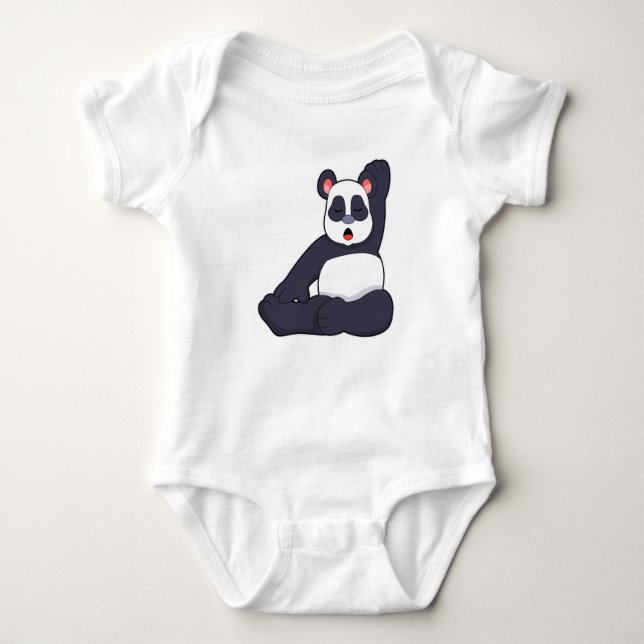 Panda bei Yoga Stretching Übungen Baby Strampler (Vorderseite)