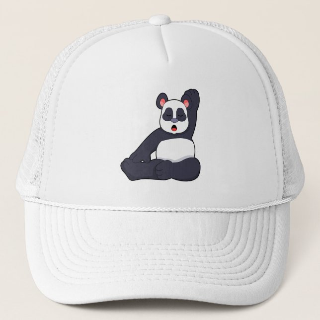 Panda bei Yoga Stretching Übungen Truckerkappe (Vorderseite)