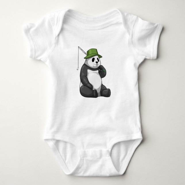 Panda beim Angeln mit Angel Baby Strampler (Vorderseite)