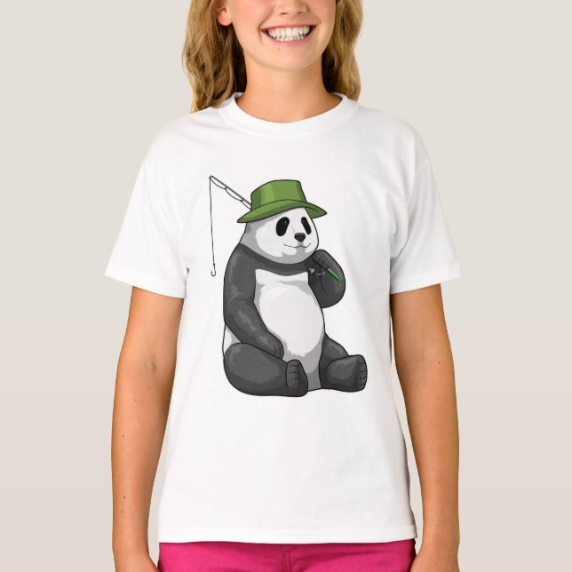 Panda beim Angeln mit Angel T-Shirt (Vorderseite)