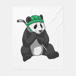 Panda beim Eishockey mit Eishockeyschläger Fleecedecke