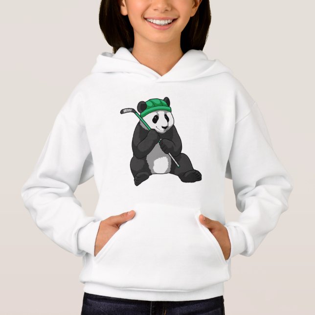 Panda beim Eishockey mit Eishockeyschläger Hoodie (Vorderseite)