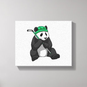 Panda beim Eishockey mit Eishockeyschläger Leinwanddruck