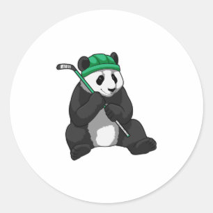 Panda beim Eishockey mit Eishockeyschläger Runder Aufkleber
