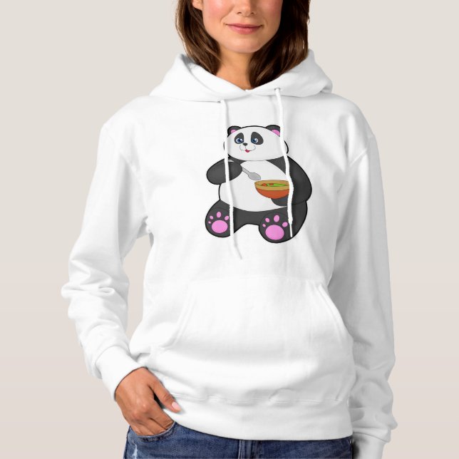 Panda beim Essen mit Spoon & Bowl Hoodie (Vorderseite)