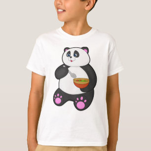 Panda beim Essen mit Spoon & Bowl T-Shirt