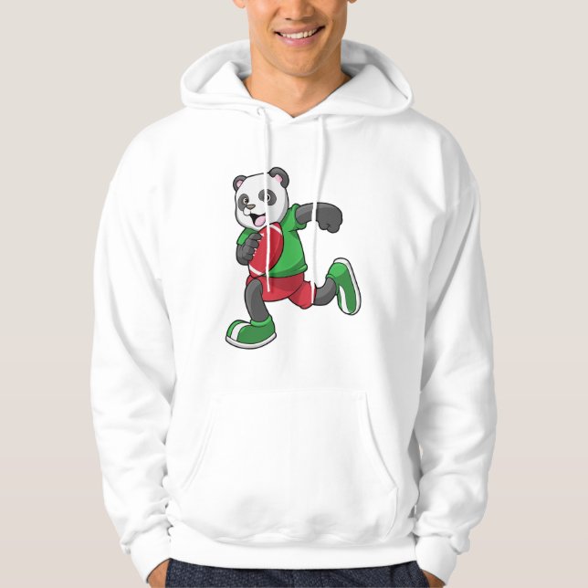 Panda beim Fußball mit Ausrüstung Hoodie (Vorderseite)