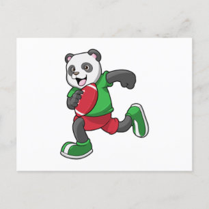 Panda beim Fußball mit Ausrüstung Postkarte