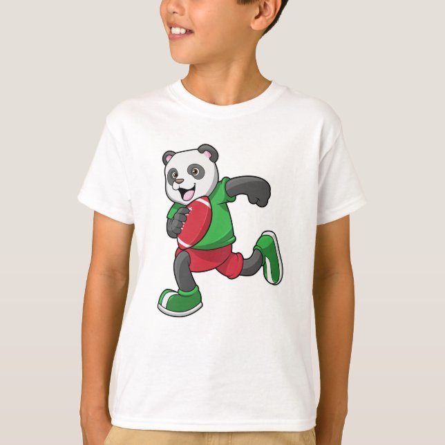 Panda beim Fußball mit Ausrüstung T-Shirt (Vorderseite)