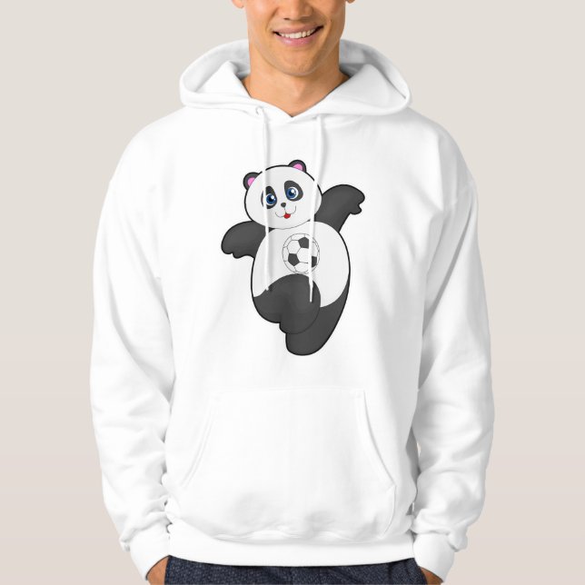 Panda beim Fußballsport Hoodie (Vorderseite)