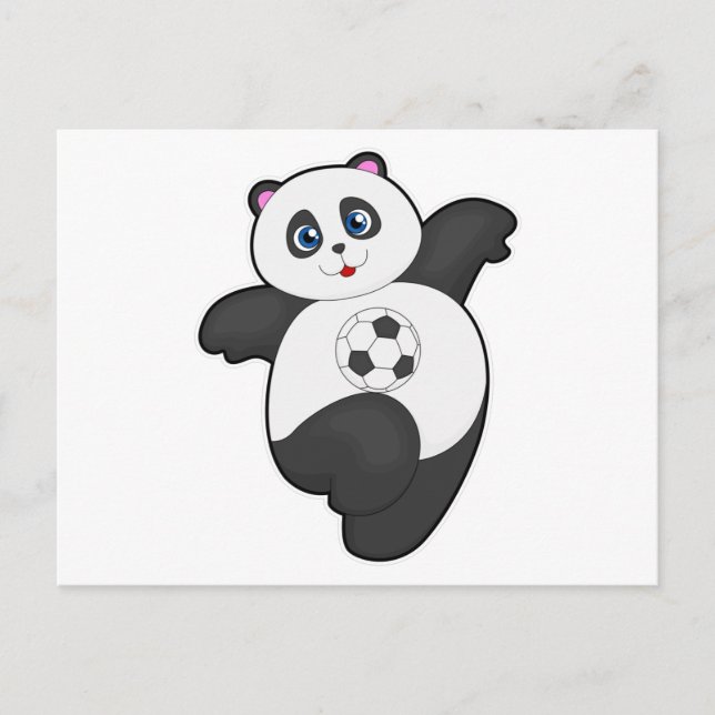 Panda beim Fußballsport Postkarte (Vorderseite)