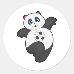 Panda beim Fußballsport Runder Aufkleber