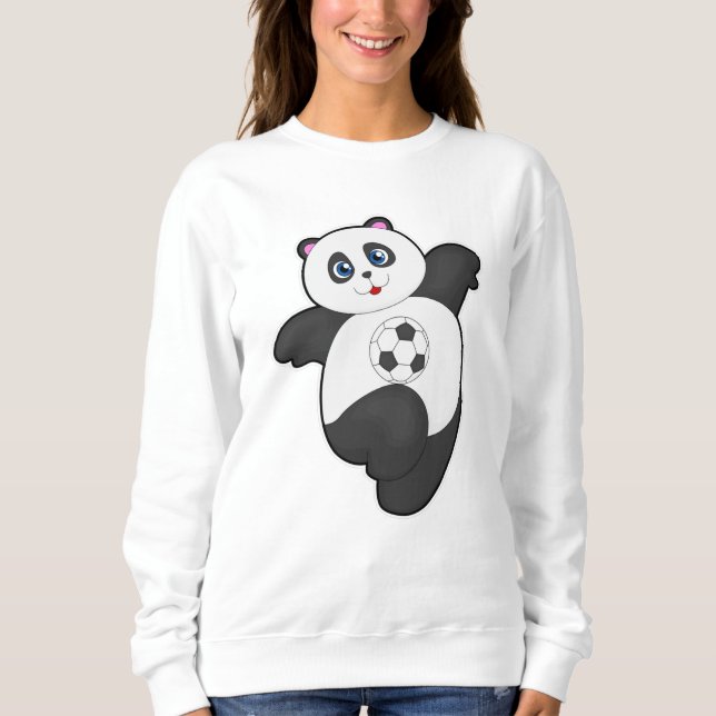 Panda beim Fußballsport Sweatshirt (Vorderseite)