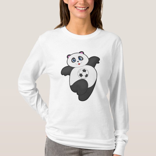 Panda beim Fußballsport T-Shirt (Vorderseite)