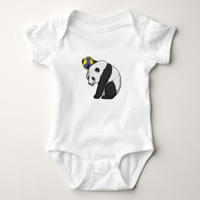 Panda beim Handball Sports Baby Strampler (Vorderseite)