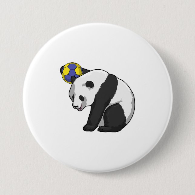 Panda beim Handball Sports Button (Vorderseite)