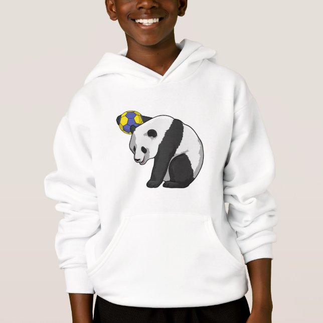 Panda beim Handball Sports Hoodie (Vorderseite)
