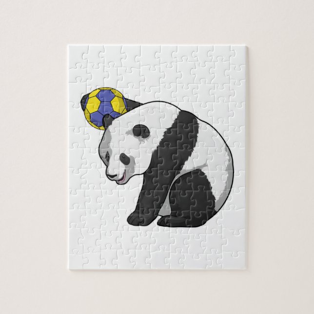 Panda beim Handball Sports Puzzle (Vertikal)
