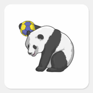 Panda beim Handball Sports Quadratischer Aufkleber