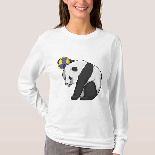 Panda beim Handball Sports T-Shirt (Vorderseite)