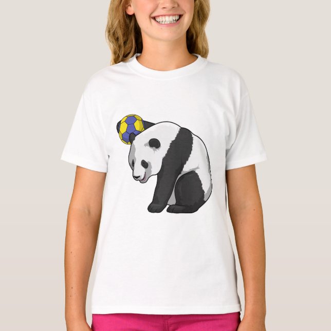 Panda beim Handball Sports T-Shirt (Vorderseite)