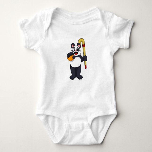 Panda beim Hockey mit Hockey Baby Strampler (Vorderseite)