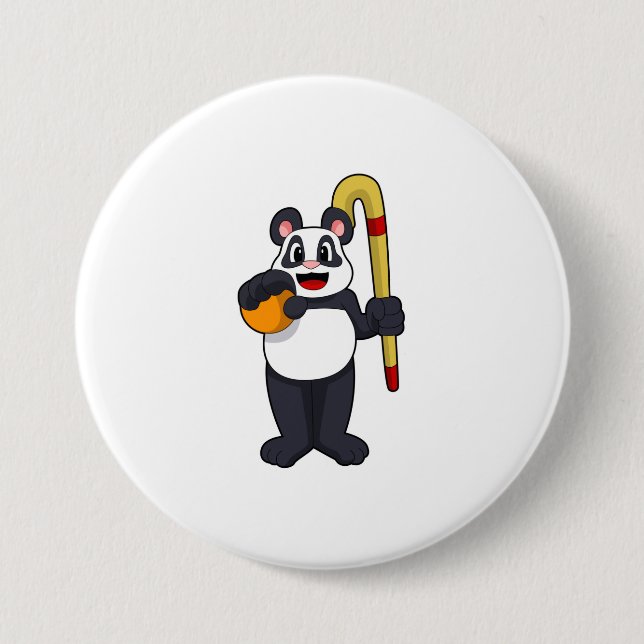 Panda beim Hockey mit Hockey Button (Vorderseite)