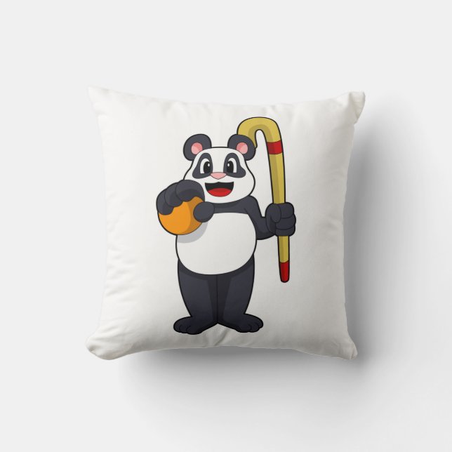 Panda beim Hockey mit Hockey Kissen (Vorderseite)