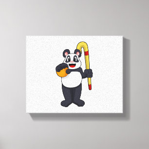 Panda beim Hockey mit Hockey Leinwanddruck