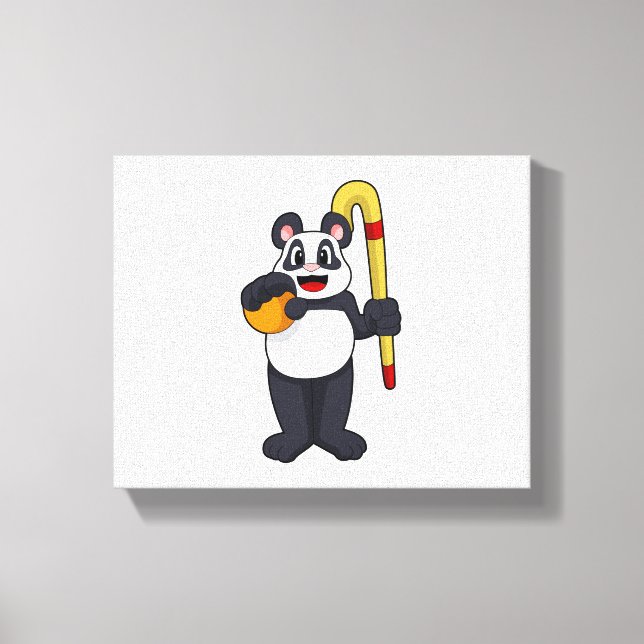 Panda beim Hockey mit Hockey Leinwanddruck (Vorderseite)