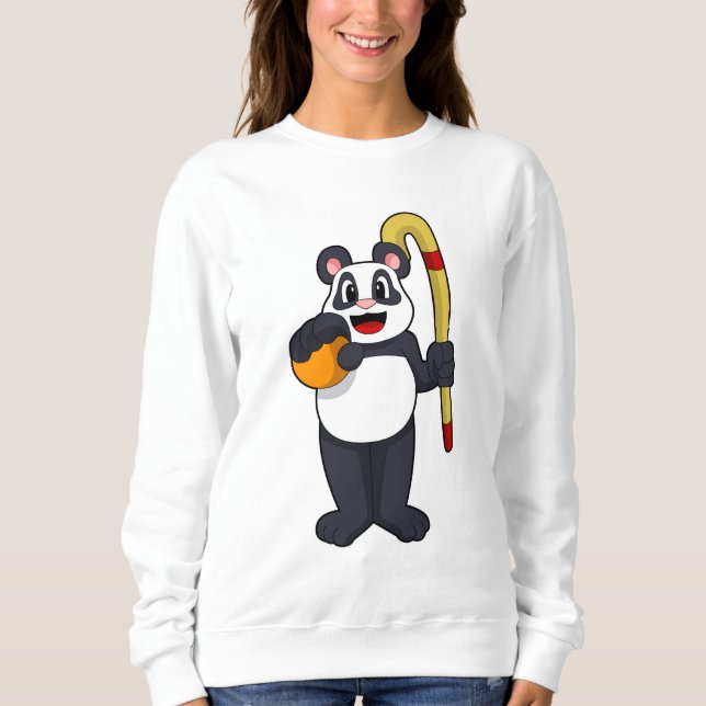 Panda beim Hockey mit Hockey Sweatshirt (Vorderseite)