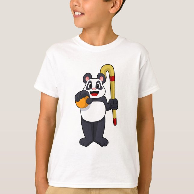 Panda beim Hockey mit Hockey T-Shirt (Vorderseite)