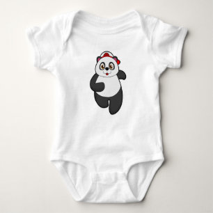 Panda beim Laufen mit Cap Baby Strampler