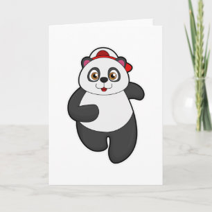 Panda beim Laufen mit Cap Karte
