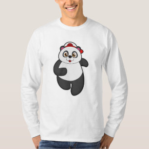 Panda beim Laufen mit Cap T-Shirt
