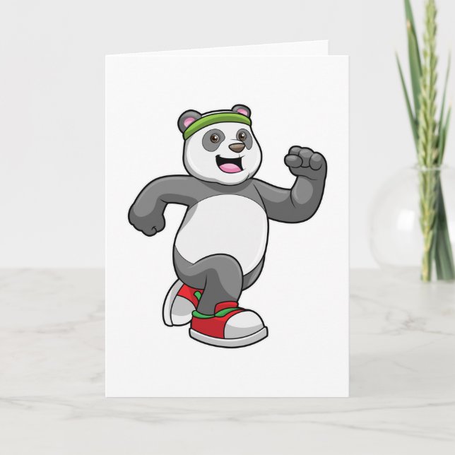 Panda beim Laufen mit Headband Karte (Vorderseite)